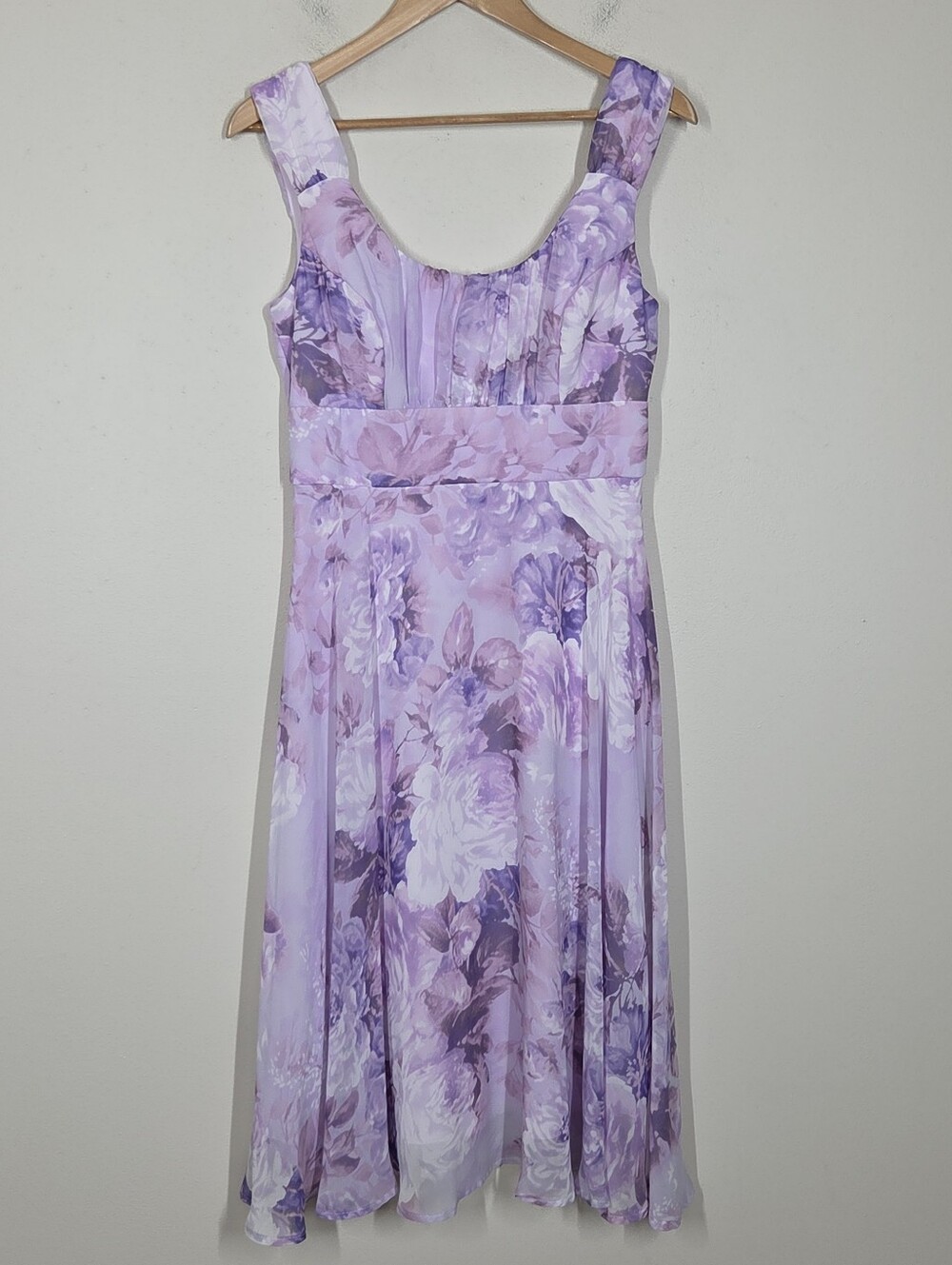 Vtg Y2K Lavender Purple Floral Midi Dress 8 Fairy Cottagecore Whimsical Dainty